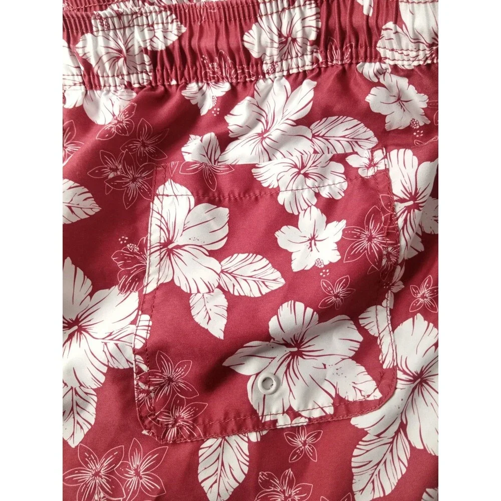 Amazon Essentials Red Floral Men's Swim Trunks Size XXL